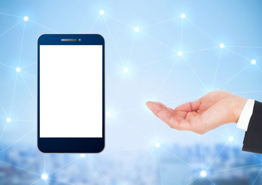 ビジネスマンとスマホ 通信 ネットワーク