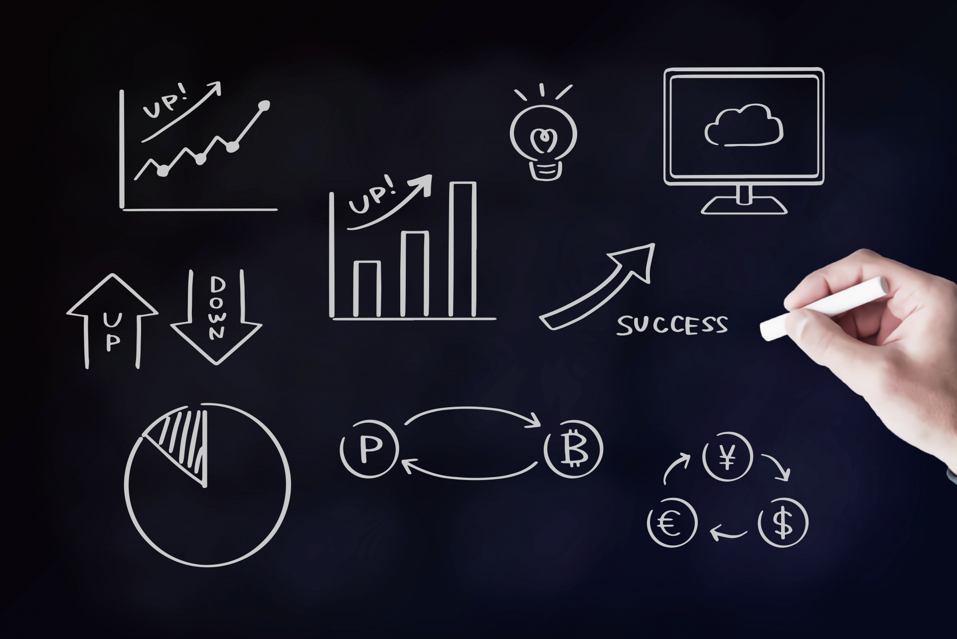 黒い背景にたくさんのアイコン